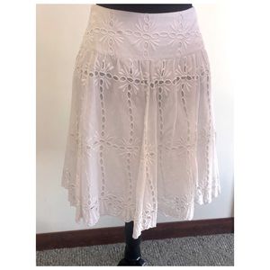 INC woman’s skirt midi white cotton lace size 10